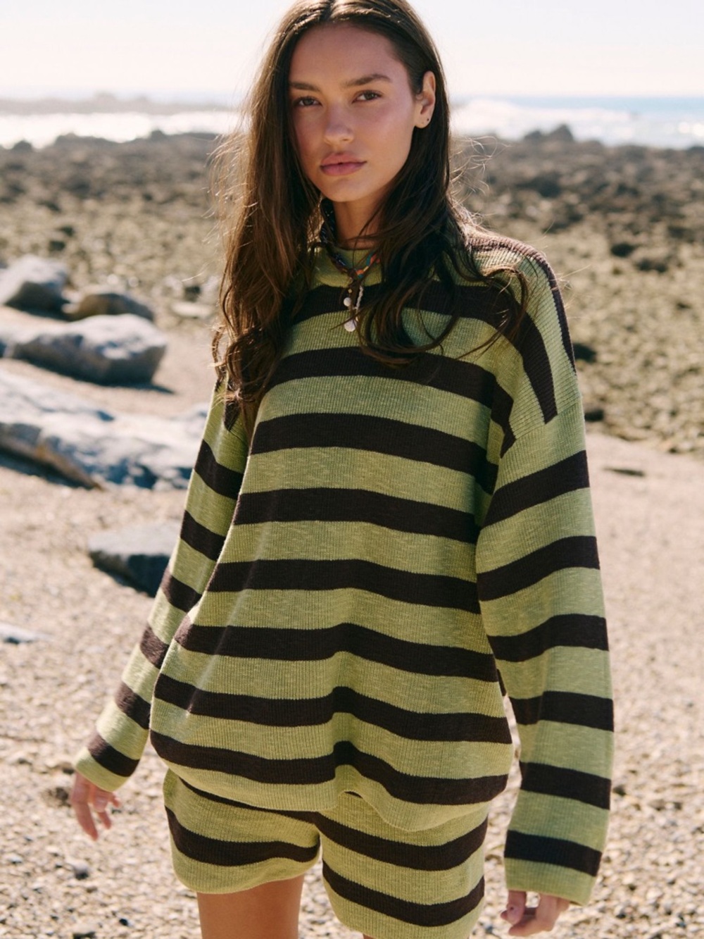 Free people brown and green Malibu surf set